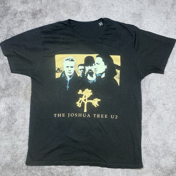 U2 The Joshua Tree Album Tour Graphic Tee Shirt Adult Size XL(44) Black Yellow - Picture 1 of 5
